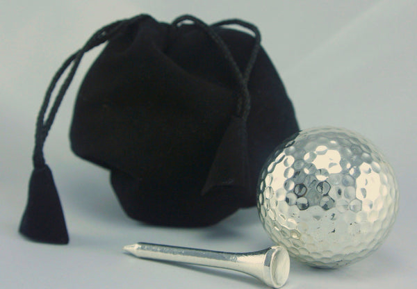 Silver Golf Ball with Tee -  Playable x 1