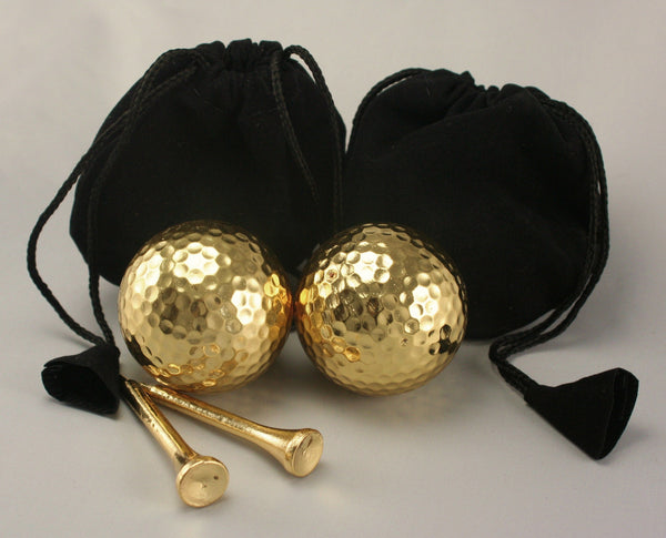 Gold Golf Ball with Tee -  Playable x 2