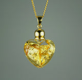 Heart Shaped Glass Pendant filled with Pure 24k Gold Leaf - Small