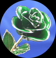 Natural Rose Lacquered with Pure Platinum Edge - DARK GREEN